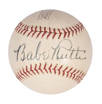 Babe Ruth Signed Baseball - PSA/DNA Grade 7.5